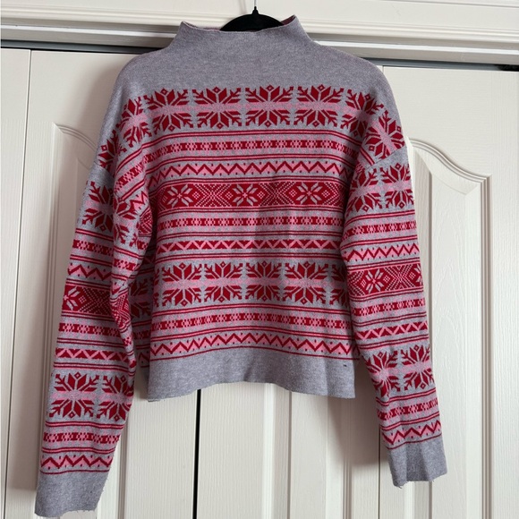 JOIE | Pink Fair Isle Snowflake Christmas Mock Neck Sweater as is - Picture 1 of 5